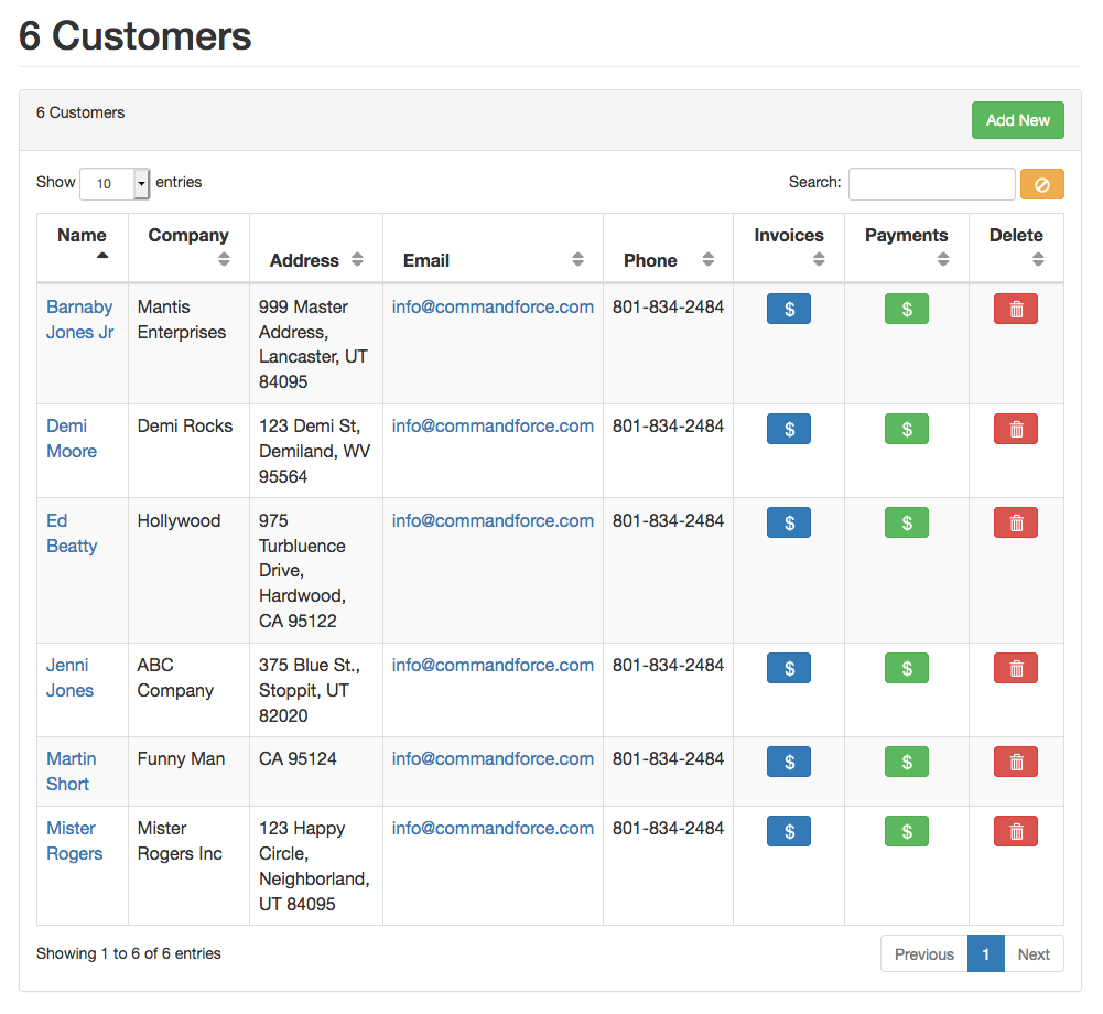 Manage Customers List